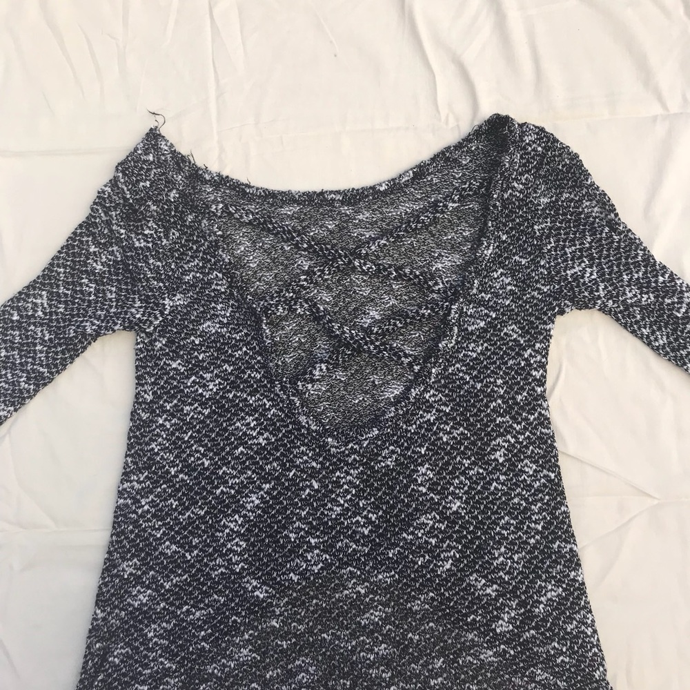 Black and White Crossed Back Sweater